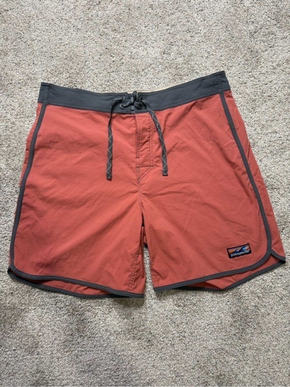 Patagonia Men’s Rust Red Board Shorts with Charcoal Trim 7” inseam